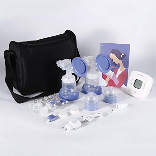 Preisvergleich Produktbild Jasnyfall Frauen Fütterung Automatische Doppelkopf Elektrische Intelligente Milchpumpe Massage Funktion Mit LCD Display Speicherfunktion (Blau)