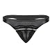 Produktbild TiaoBug Wetlook Unterwäsche Slip Strech mit Reisverschluss traversiert Low Rise Bulge Beutel Bikini Badehose Mini Tanga G-string Thong Briefs M-XL Schwarz L
