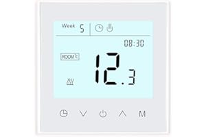 MincoHome Programmable WiFi Thermostat Touch Screen Tuya Smart Temperature Controller for Electric/Water/Gas Boiler Warm Floor Heating Controller (White Gas Boiler)