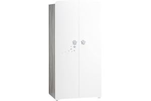 BABY PRICE BabyPrice Armoire 2 Portes bébé 175x85x56cm en Bois Blanc