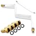 Produktbild NAmobile 2X SAT Fensterdurchführung 4X F-Stecker Antennenkabel extrem flach vergoldet Koaxialkabel F Kupplung ohne Bohren Flachkabel 22,5 cm Kabel Fenster Tür Wohnwagen Camping TV
