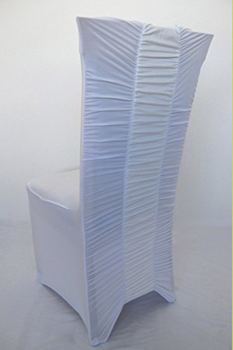 Stuhlhusse Stretch mit Metallic RAFFUNG weiß Stretchhusse Premium bügelfrei universell für gerade oder runde Stuhllehnen - 2