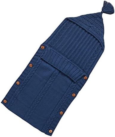 Dorapocket Newborn Knit Hooded Sleeping Bag Sack Baby Wrap Swaddle Blanket,Sapphire