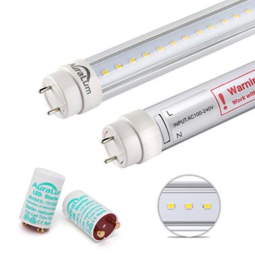 Auralum® 2x T8 G13 120cm 20W LED Röhre Leuchtstoffröhre inkl. LED Starterbrücke Naturweiß (4000-4500K) klare Abdeckung - 5