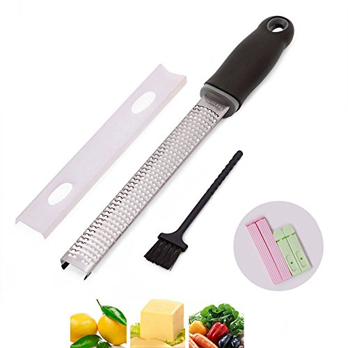 Microplane Zitrone Zester Küche Reibe für Knoblauch mit Plastikbeutel Clips für Taschen 4pcs (schwarz)