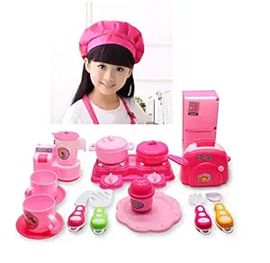 METRO TOYS & GIFT Plastic Non Toxic Plastic Toy Kitchen Cooking Set for Kids , Multicolour, 16 Pieces