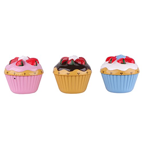 Eieruhr Kurzzeitwecker Küchentimer Küchenwecker, Design: Cupcake/Muffin, mechanisch, Kunststoff, beige ca. 7 x 7 cm, 1 Stück - 2