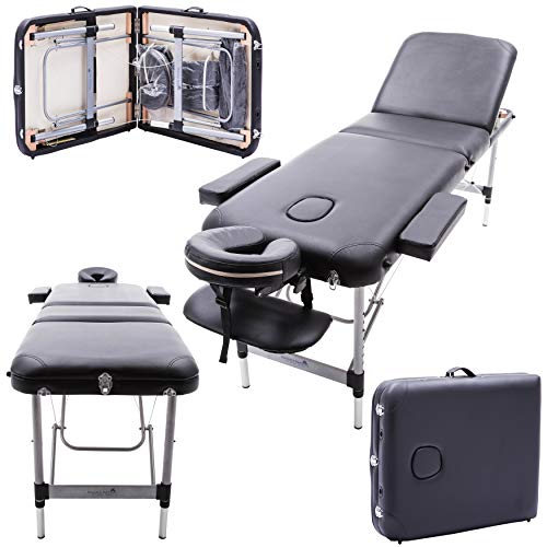 Massage Imperial® Richmond/Mayfair Lettino Professionale per Massaggio, Portatile, in Alluminio, Schiuma ad Alta Densità 5 cm, Colore: Nero