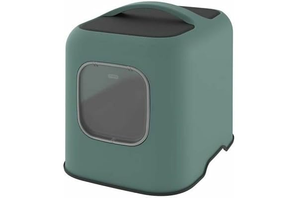 Rotho MyPet Biala Litière pour Chat avec Couvercle et Pelle en Plastique recyclé Vert/Anthracite