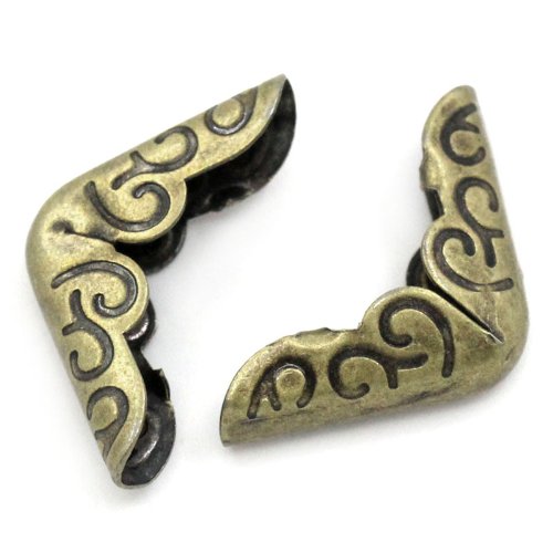 HOUSWEETY 100 Bronze Buchbeschlag Buchecke Metallecke Schutzecke Antikbeschlag 20x14mm