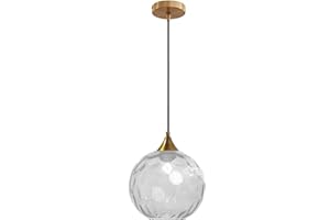 EUONE_CLOTHES Lampadario a Sospensione a Sfera in Vetro Ondulato con Finitura Oro Lampada a Sospensione a Soffitto Industriale Vintage E27 Per Sala da pranzo Cucina - Chiaro