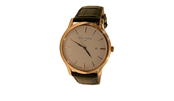 Paul Vallette tradizione PV150212-RG-03 42 mm acciaio inox placcato oro  custodia marrone pelle di vitello Tessuto da uomo orologio : Amazon.it:  Orologi