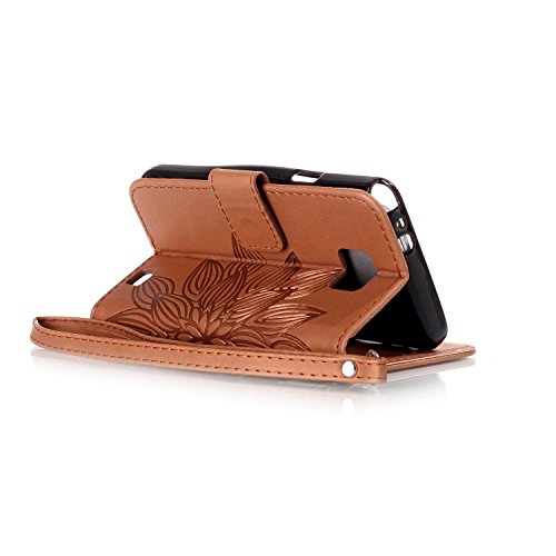 SKYXD für Samsung Galaxy S2 i9100 Hülle Leder Lotus Blumen Drucken Muster,Brieftasche Klappbar Glitzer Strass PU Folio Schutzhülle [Kartenfach / Magnet / Standfunktion / Trageschlaufe] Inner Silikon Klapphülle mit [Handyanhänger + Eingabestift] 3 in 1 Zubehör Handy Tasche Etui for Samsung Galaxy S2 i9100 Bookstyle Flip Case Leather Cover With [Stylus and Dust Plug]- Braun - 6
