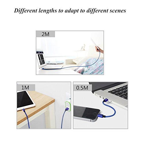 iPhone Lightning Kabel, 3 Packungen 0,5 m/1 m/2 m Handy USB Ladegerät Daten Kabel verschleißfeste Nylon Geflochtene Schnur schwere Aramid Fasern und Street Point verstärkt für iPhone 7/7 Plus/6/6 Plus/6S/5/5S/5 C/SE, iPad 4, iPod, iPad Air 1/2, iPad Mini 1/2/3/4 von zcotu - 7