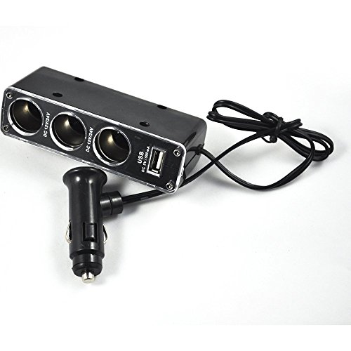 SODIAL (R) 3 WAY MULTI SOCKET Auto-Zigarettenanzuender-SPLITTER USB PLUG CHARGER DC 12V / 24V Dreifach-Adapter mit USB-Anschluss - 3