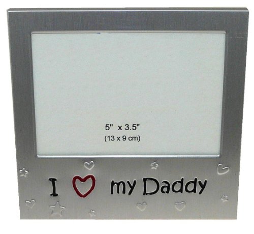 ' I Love My Daddy ' - Photo Picture Frame Gift - 5 x 3.5 inch - Brushed Aluminium Satin Silver Colour