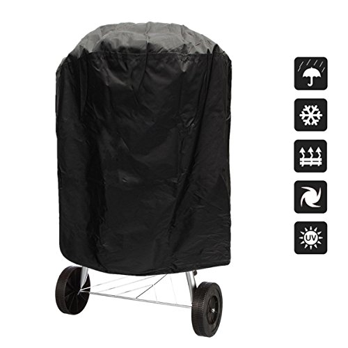 Grill abdeckhaube, Abdeckung Haube Wasserdicht Schutzhülle Kugelgrill für BBQ Kugelgrill Gasgrill Grill Barbecue Cover (Rund 77*58H cm,Schwarz) - 3