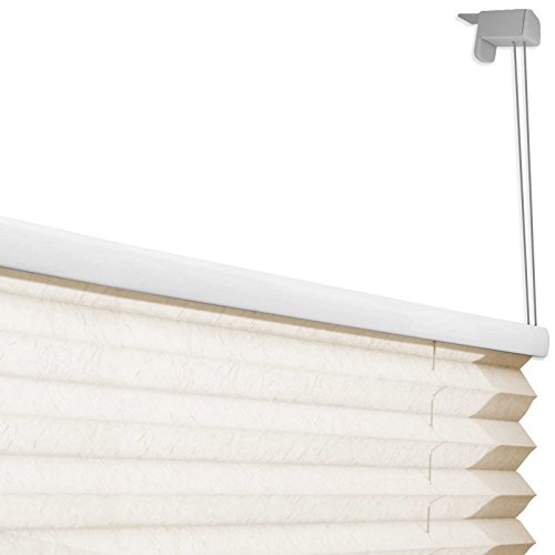 casa pura® Plissee Rollo | mit eleganter Crushed Optik | Klemmfix ohne Bohren | lichtdurchlässig & blickdicht | offwhite | 24 Größen (80x100cm) - 5