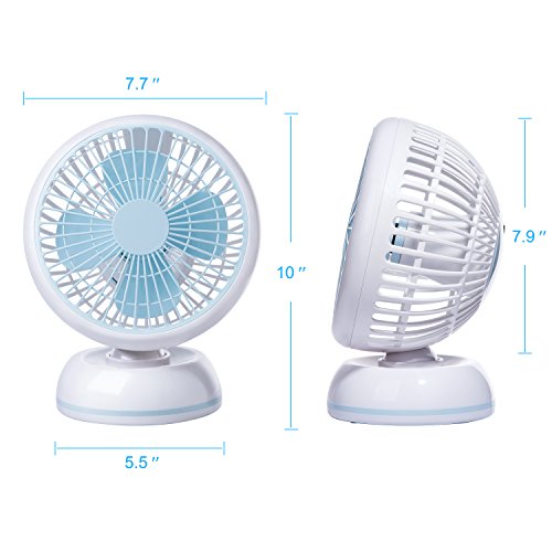 E-PRANCE USB Ventilator Tischventilator Mini Fan, Kraftvoller und Geraüscharmer, 360°/30°Winkel Drehbar mit einziehbarem USB-Kabel, 2 Geschwindigkeitsstufen,ideal für Büro Schreibtisch und Kinderzimmer,WEEE Zertifiziert,Weiß - 7