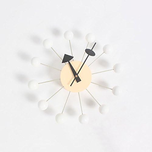 HHYS White Ball Clock Wooden Balls Aluminum Holder Atomic Candy Wall Clock Nelson Design F103