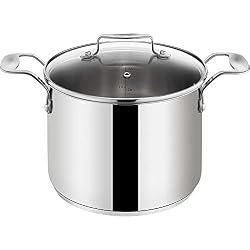 Tefal E79160 Jamie Oliver Casserole à induction avec couvercle en verre, 20 cm de diamètre, 4,4 L, pour induction, en acier inoxydable