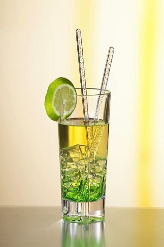 Longdrink Sticks „Glitter – Diamant“ (transparent mit Glitter / 16,5 cm – 100 Stück) - 2