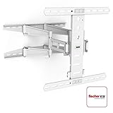 Wandhalter bis zu 150° schwenkbar, -12° neigbar (unten), mit integriertem Kabelmanager für Ordnung und Zugentlastung