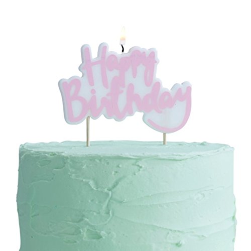 Happy Birthday Kerze in pink zum Aufstecken auf die Geburtstagstorte