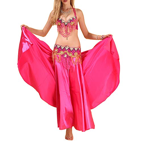 Yudesun Costume Vestito Abito Donna - Abbigliamento Danza del Ventre India Completo Reggiseno Colore Solido Vestito di Ballo Nazionale Indiano Chiffon