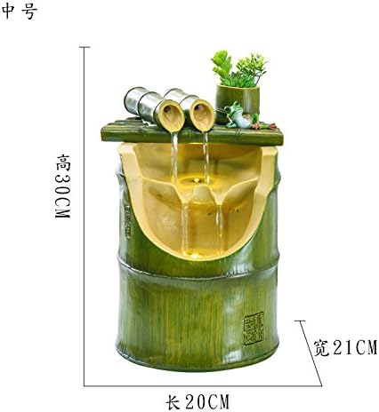 Bamboo office feng shui lucky round the living room decoration rockery water fountain humidifier,Medium number (20*21*30CM)