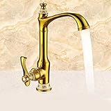 Oudan Kreative goldene braune Bronze Küche heißen und kalten Wasserhahn Einlochmontage vergoldete Dusche Wasserhahn B (Farbe : A)