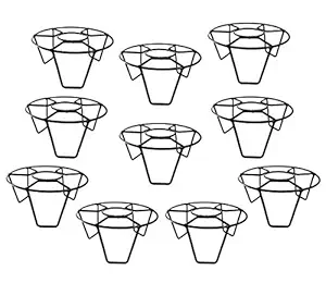 MACY Pack of 10 Iron Indoor/Outdoor Flower Pot/Plant Stand for Home Garden Balcony Living Room Decor (Black Rust Proof)