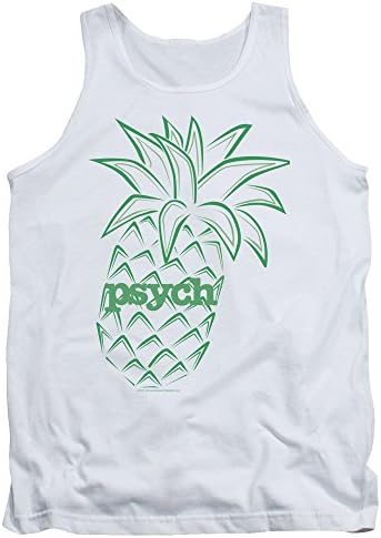 Psych Pineapple Mens Tank Top Shirt (White, X-Large)