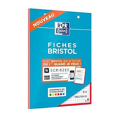 Oxford 400100519 Fiches Bristol, Cadre Rouge, 14,8 x 21 cm