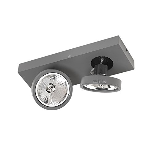 QAZQA Modern Spot/Spotlight/Deckenspot/Deckenstrahler/Strahler/Lampe/Leuchte Ga 2-flammig matt dunkelgrau/Innenbeleuchtung/Wohnzimmerlampe/Schlafzimmer/Küche Aluminium Rechteckig L