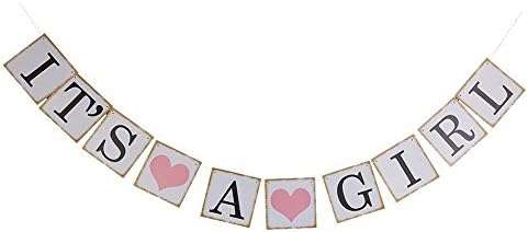 DoTech "IT'S A Girl" Paper Banners Bunting Sign Rustic Christening Baby Shower Garlands Decoration for Bridal Shower Wedding Baby Birthday Party Photo Prop Decorations (IT'S A Girl)