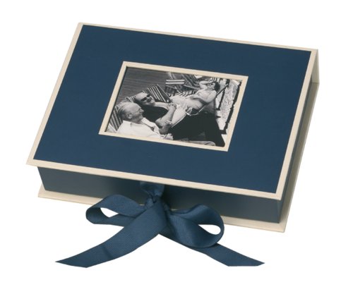 Semikolon Kleine Fotobox mit Einschubfenster marine (blau) | Sammelbox und Aufbewahrungsbox für Bilder und Fotos | Praktische Schachtel oder Geschenk-Box auch für Schmuck und Kleinteile | 20,7 x 15,3 x 4,7 cm