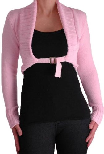 Chiara Cardigan Scoop Neck Buckle Knit Stretch Cardi One Size Baby Pink