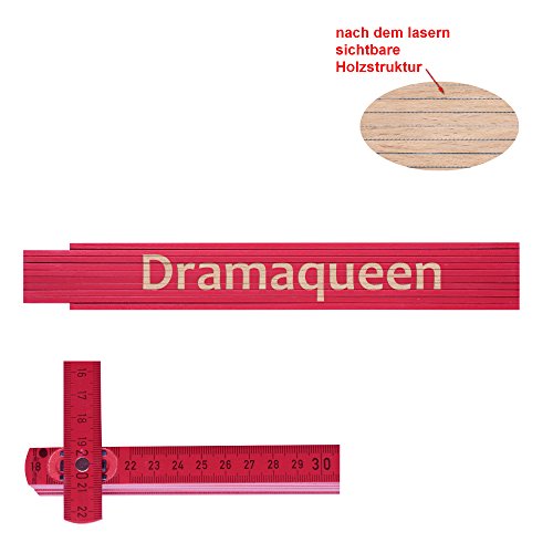 Preisvergleich Produktbild Persönlicher Zollstock / Meterstab pink mit Gravur Dramaqueen