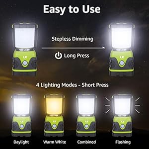 LE Lanterna da Campeggio LED 1000lumen Impermeabile, 4 Modalità di Illuminazione, Lampade da Campeggio per Emergenza Escursione Pesca Trekking ecc. - immagine 3