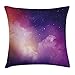 Produktbild Juziwen Night Sky Throw Pillow Cushion Cover, Stars Nebula Milky Way with Starry Outer Space Theme Design Image, Decorative Square Accent Pillow Case, 18 X 18 inches, Pink Orange and Dark Blue