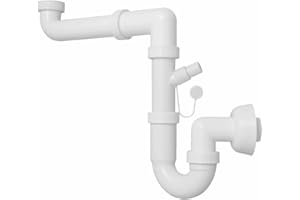 Schläfer 4395025 | Sifone Universale 1"1/2 per lavelli - Uscita diam 40mm, Set Sifone a S in Plastica, Scarico Lavandino Autopulente Salvaspazio per Lavello Singolo con Attacco Lavastoviglie Lavatrice