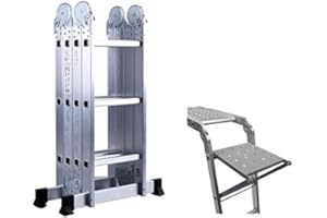 Aliza 4.7m Aluminum Ladder | Manufactured to EN131 Specifications | Multi-Purpose Folding Ladder (4.7m Ladder with Tool Tray)