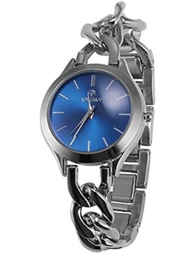 AMPM24 Damenuhr Quarzuhr Analog Blau Zifferblatt Silber Band WAA956