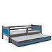 Produktbild Funktionsbett RINO 190x80cm grau/dunkelblau inkl. Matratzen + Lattenroste