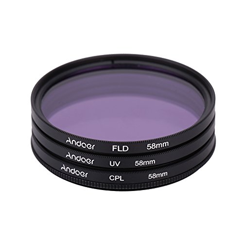 Andoer 58mm filtre  UV   CPL   FLD circulaire filtre Kit circulaire polarisant filtre Fluorescent avec sac pour Canon Nikon Pentax Sony DSLR Camera