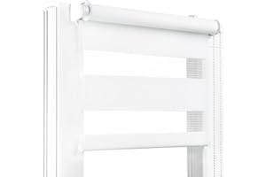 ‎GENERIC Fenster DEKOR - Rollos für Fenster Weiß - Klemmfix Rollo ohne Bohren B80 x H120 cm - Doppelrollo mit Einer Breiten Auswahl an Größen und Farben - Blickdichte Rollos, einfach zu montieren