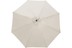 Green Bay 3m/8 Arms Replacement Parasol Garden Patio Umbrella Fabric Canopy Cover (Cream)