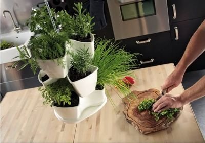 Dreistöckige Pflanzpyramide mit Bewässerungssystem für Kräuter und Blumen, in verschiedenen Farben (anthrazit) - 2