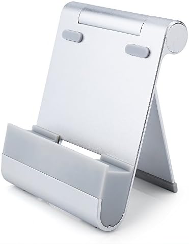 MOBOREST Multi-Angle Aluminum Stand for Tablets, ereaders and Smartphones, Compatible with iPhone, iPad, Samsung Galaxy / Tab, Google Nexus, OnePlus and More (Silver)
